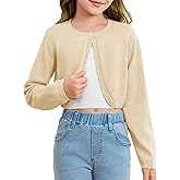 Girls Long Sleeve Bolero Cardigan Sweater Kids Cute Button Knit Shrug Cropped Sweaters Tops
