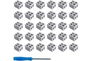 CEZELUX 30 PCS Led Strip Light Connectors Solderless White 2 Pin 8mm LED Strip Lights Connectors Strip to Wire for 5-24v Single Color LED Light Tape Included Screwdriver (2Pin 8mm (30pack))