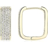 Celestara Jewelry Hoop Earrings - Sterling Silver Earrings with 232 Diamond Stones, Luxury - Fashion Earrings for Women - Huggie Gift Box