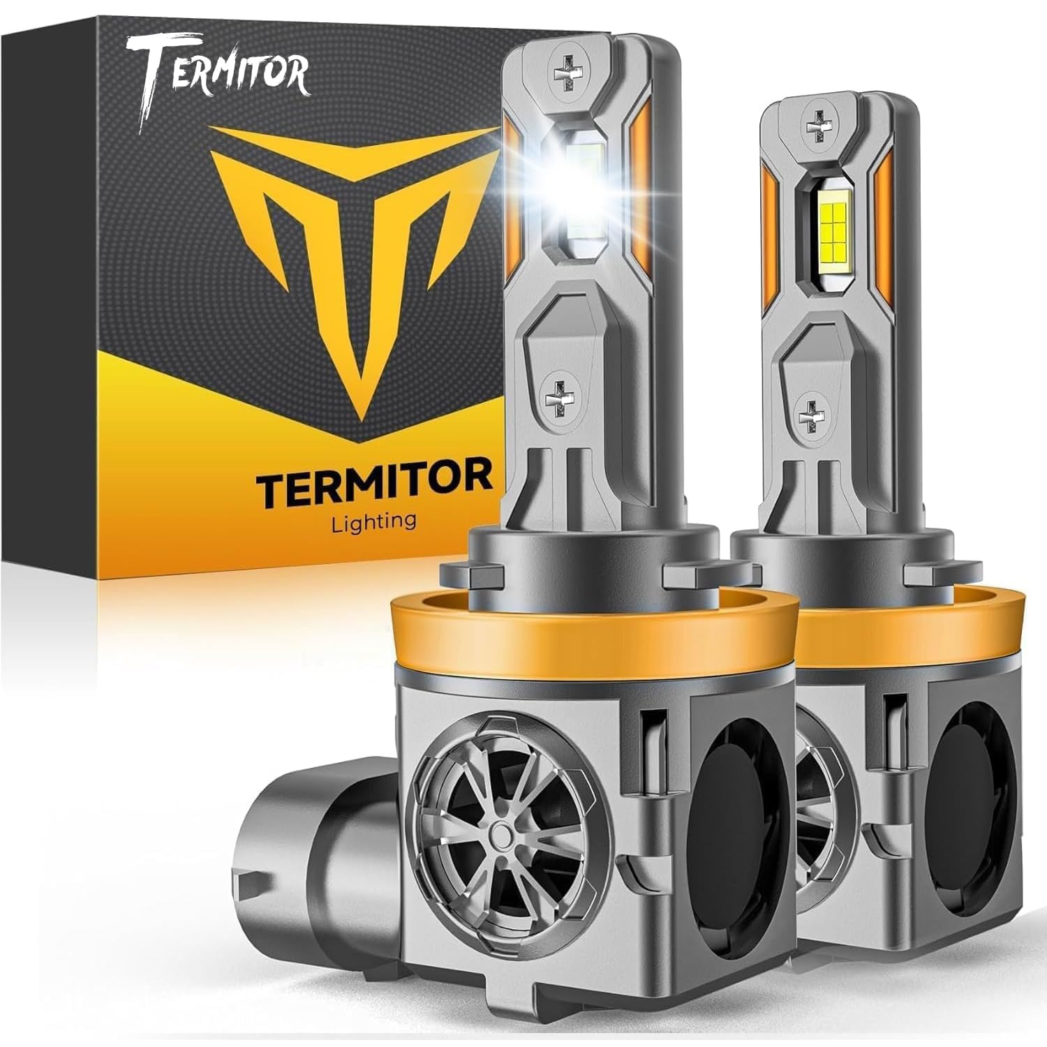 Termitor Upgraded H11/H9 LED Bulbs, 50,000LM Ultra Brightness, 6500K Cool White, 85K+ Hours Lifespan, IP68 Waterproof, 1:1 Halogen Bulb Replacement H11 Fog Light Bulbs, Plug-N-Play, Pack of 2 Image