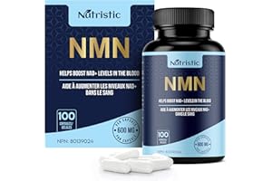Nutristic Premium NMN Capsules | 99% + Ultra High Purity | 600mg Capsule | 100 Capsules | NAD + Booster | Healthy Aging, Cell