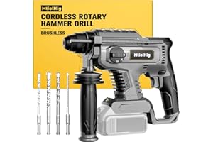 MtiolHig Rotary Hammer Drill Compatible with Dewalt 20V, Heavy Duty Cordless SDS-Plus Hammer Drill for Concrete, 2.5 Joules, 