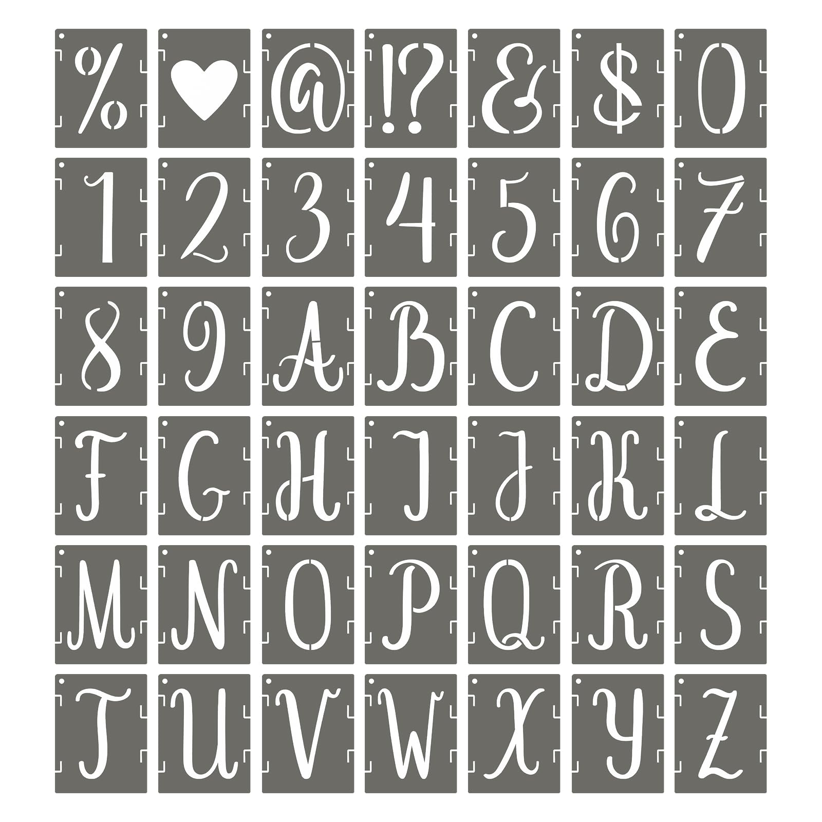 PATIKIL 3 Inch Alphabet Letter Stencils, 42Pcs Reusable Plastic Digital Templates Letters Numbers Symbol Interlocking for Crafts Wood Door Porch Wall White