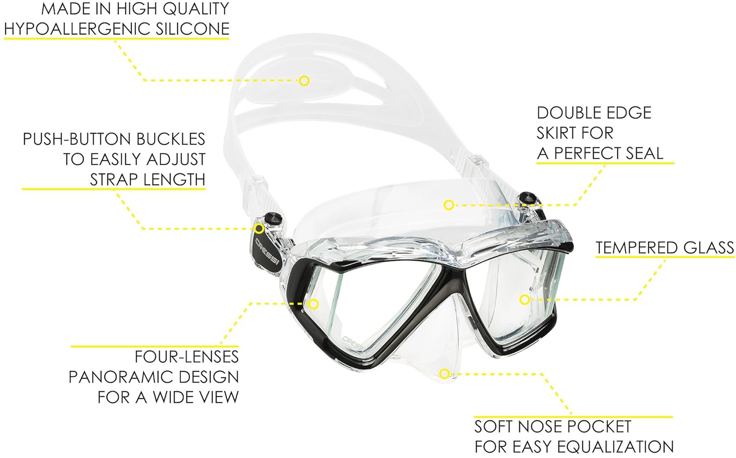 Cressi Panoramic 4 Window Dive Mask