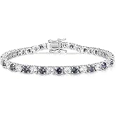 FANCIME Birthstone Tennis Bracelet, Sterling Silver Tennis Bracelets for Women, Fine Jewelry Wedding Bridal Prom Birthday Gift for Women Mom Wife, Length 7.2 Inch, Width 4mm