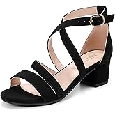 LAURMOSA Girls Sandals Chunky High Heel Strappy Open Toe Ankle Strap Dress Shoes for Little Big Kids in Wedding Party