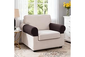 TAOCOCO Couch Arm Covers 2 Pieces Stretch Armrest Cover for Sectional Sofa L Shape, Sofa Arms Covers Soft Washable Furniture Protector(Set of 2 Armrest Cover, Coffee)