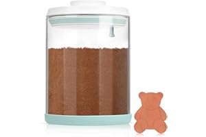 FAFAFLYER POP-Glass Airtight Brown-Sugar Keeper-Container - 1.8Qt/57Oz Clear Jar | Stackable One-Touch Opening | XL Brown Sugar Saver Bear