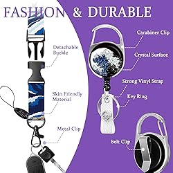 Onevenvi ID Badge Holder with Wave Lanyard, Art