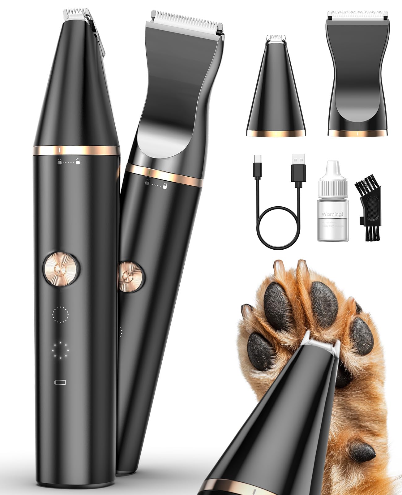 oneisall Dog Paw Trimmer with Double Blades,Silent Cat/Dog Clipper Grooming Kit,Cat Paw Trimmer Shaver for Dogs Cats Face,Eyes, Ears