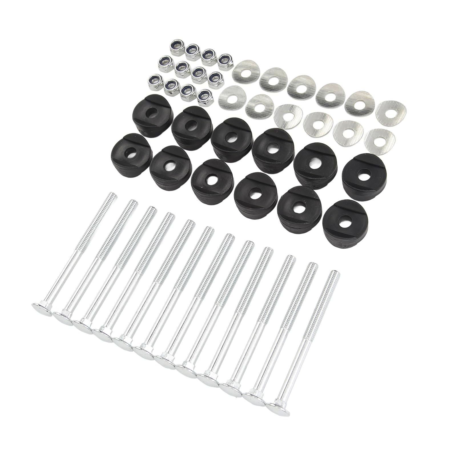 Tbest 12pcs Trampoline Screws, Trampoline Enclosure Pole Gap Spacers Galvanized Steel Enhance Stability Long Trampoline Screws Bolts and Nuts Set