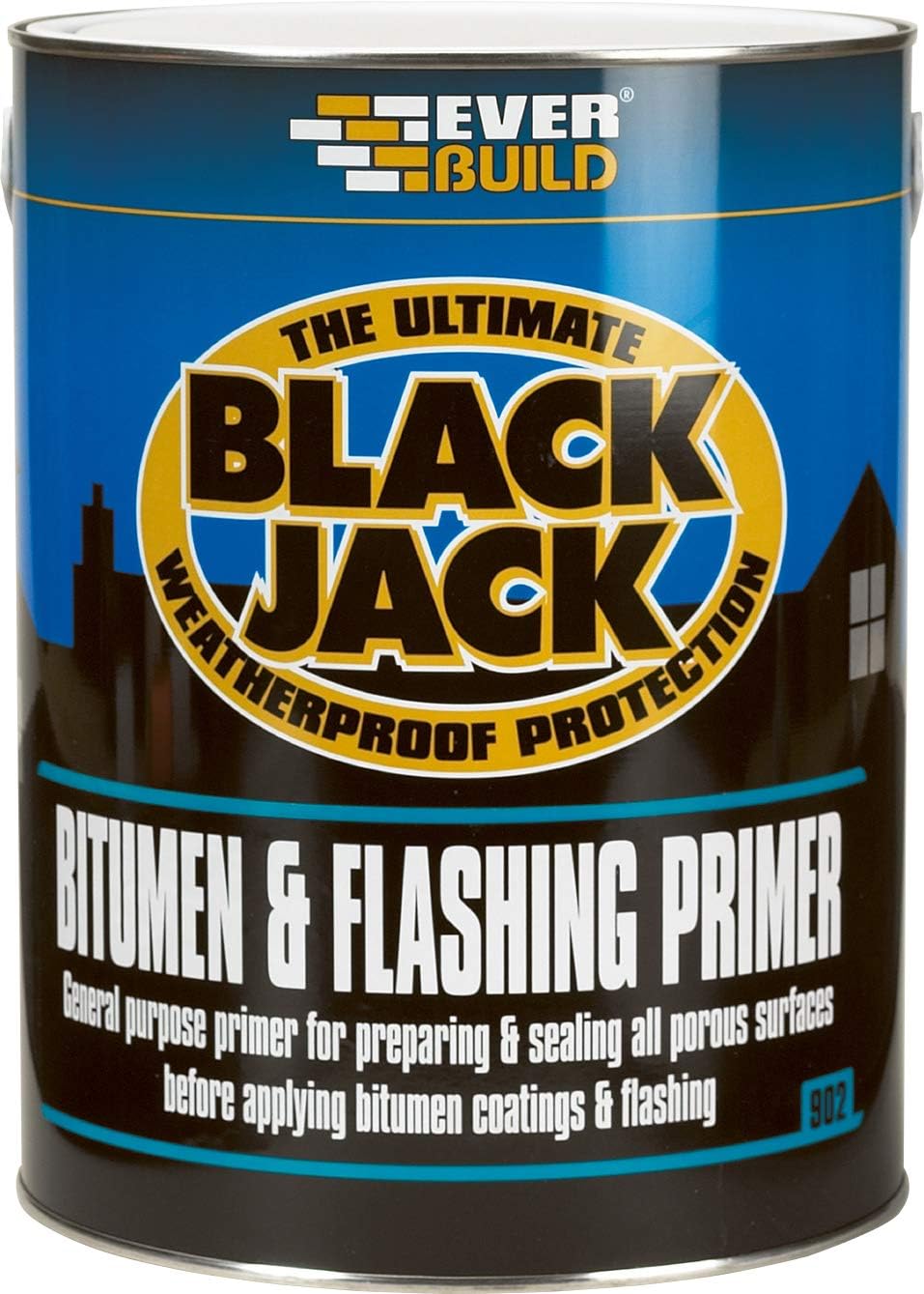 Everbuild Black Jack 902 Bitumen and Flashing Primer - Fast-Drying - Black - 5 Litre, 5 l (Pack of 1)