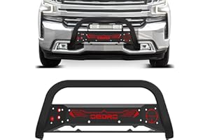 oEdRo Paintable Bull Bar Fits 2019-2024 Chevy Silverado 1500/GMC Sierra 1500 (Exclude 2019 Silverado 1500 LD), Truck Brush Guard, Front Bumper Push Bar w/Grille Skid Plate Light Mount