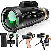 80x100 High Power Monocular Telescope with Smartphone Adapter Tripod, Larger Vision Monoculars for Adults with BAK4 Prism & FMC Lens, Suitable for Bird Watching Hunting Hiking Camping Wildlife