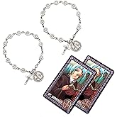 Brilucky 2 Sets St Benedict Bracelets with Saint Benedict Medals and Crucifix,Catholic Rosary Bracelet with Prayer Card for Women Men Gift,Medalla De San Benito Rosary Jewelry