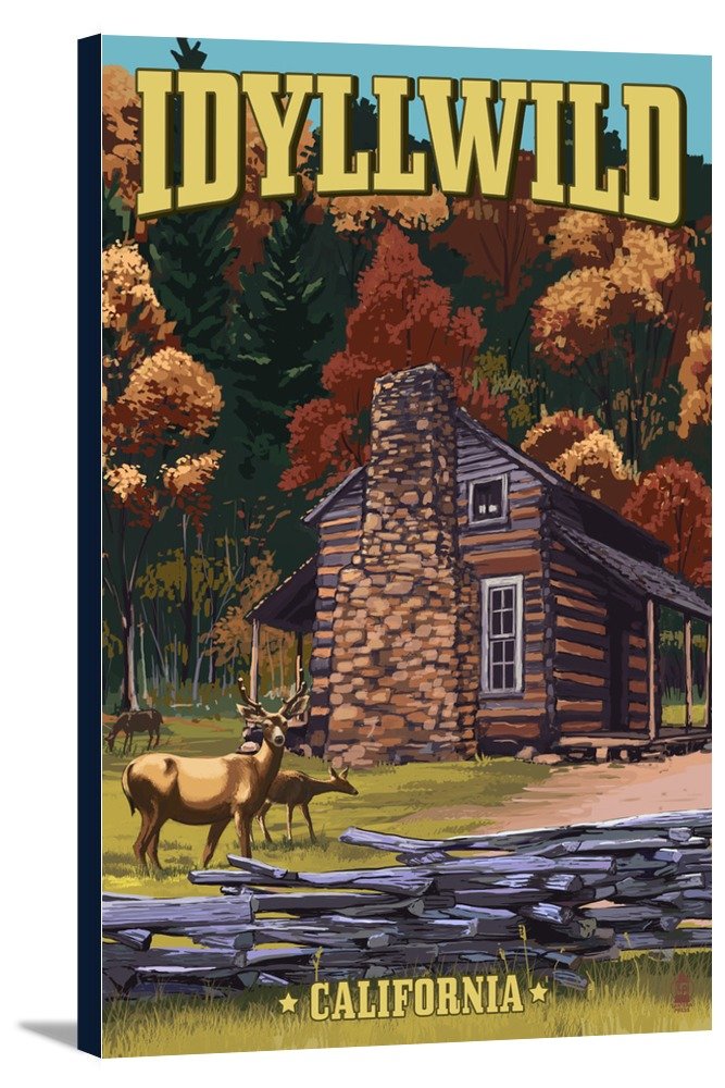 Amazon Com Idyllwild California Deer Family And Cabin Scene