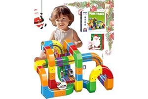 SBNING Track Fusion, Track Fusion Toy, Clip-Fit 3D Train Routes with Mix-and-Match Stem Cubes, Gravity Defying 3D Infinity Tracks, DIY Trackfusion Train Set with Train&Traffic Sign (123pcs-2car)