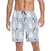 Vdsrup Penguin Men's Pajama Pants Short Sleepwear Polar Bear Pj Bottom with Pockets Drawstring Lounge XL