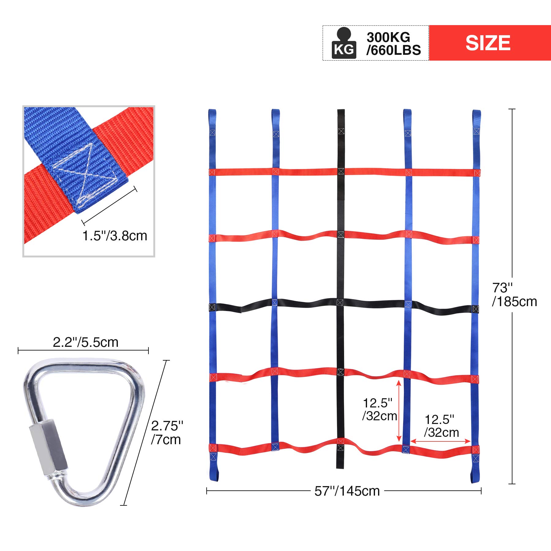 RedSwing Climbing Cargo Net for Kid Outdoor, Climbing Net Swingset for Playground, Kids Climbing Cargo Net Rope Ladder for Ninja Warrior Obstacle Course, Outdoor Treehouse