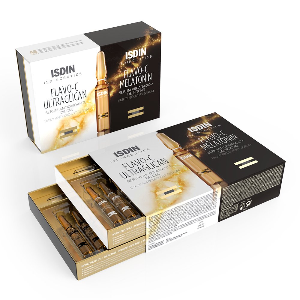 Amazon.com : Isdinceutics Flavo-C Melatonin + Ultraglican 10 +10 Ampollas : Beauty