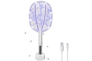 Phosooy Electric Fly Swatter Rackets, 2-in-1 Handhold Bug Zapper with 3000V High Voltage, Plug-in Mosquito Killer Insect Light Trap with 3 Layer Safety Mesh Portable for Indoor Outdoor Use (1)