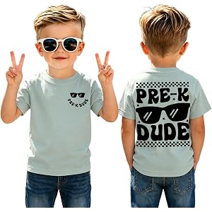 GLIGLITTR Pre-K Dude Shirts Preschool Shirt for Boys First Day of Prek School Outfit Toddler Boys Back-to-School Tee Top 3-4Y