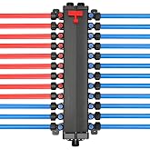 50243 Pex Manifold Compatible with Viega Manabloc, 24 Ports Adapters | Water Pex Manifold with Valves, 1/2-Inch Zero Lead Poly Alloy PEX Crimp with 15 Cold And 9 Hot , Suitable for crimping