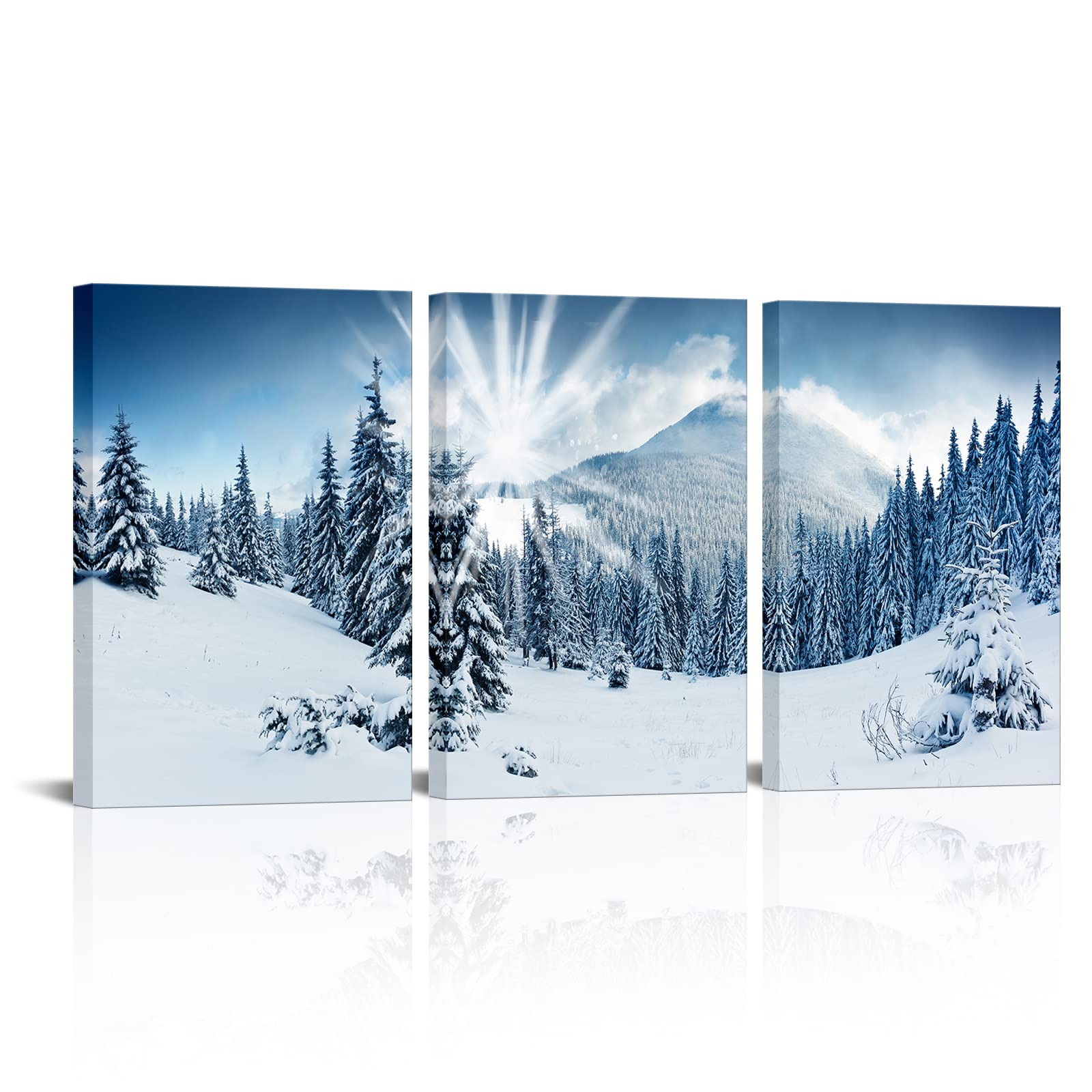 Photo 1 of **MISSING 1 PICTURE, ONLY 2) Nachic Wall Snow Mountain Wall Art Winter Tree Forest at Sunrise Picture Canvas Prints Nature Landscape Paintings Prints Modern Artwork for Living Room Home Decoration (Medium)