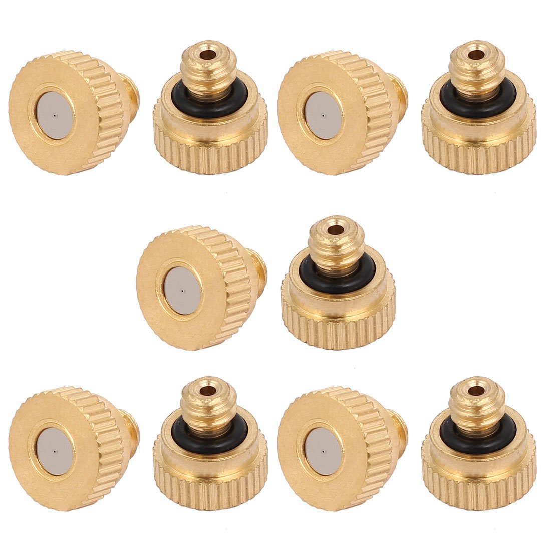 Sourcingmap 0.15mm Orifice Dia 9mm Long Brass Mist Nozzle Gold Tone 10pcs