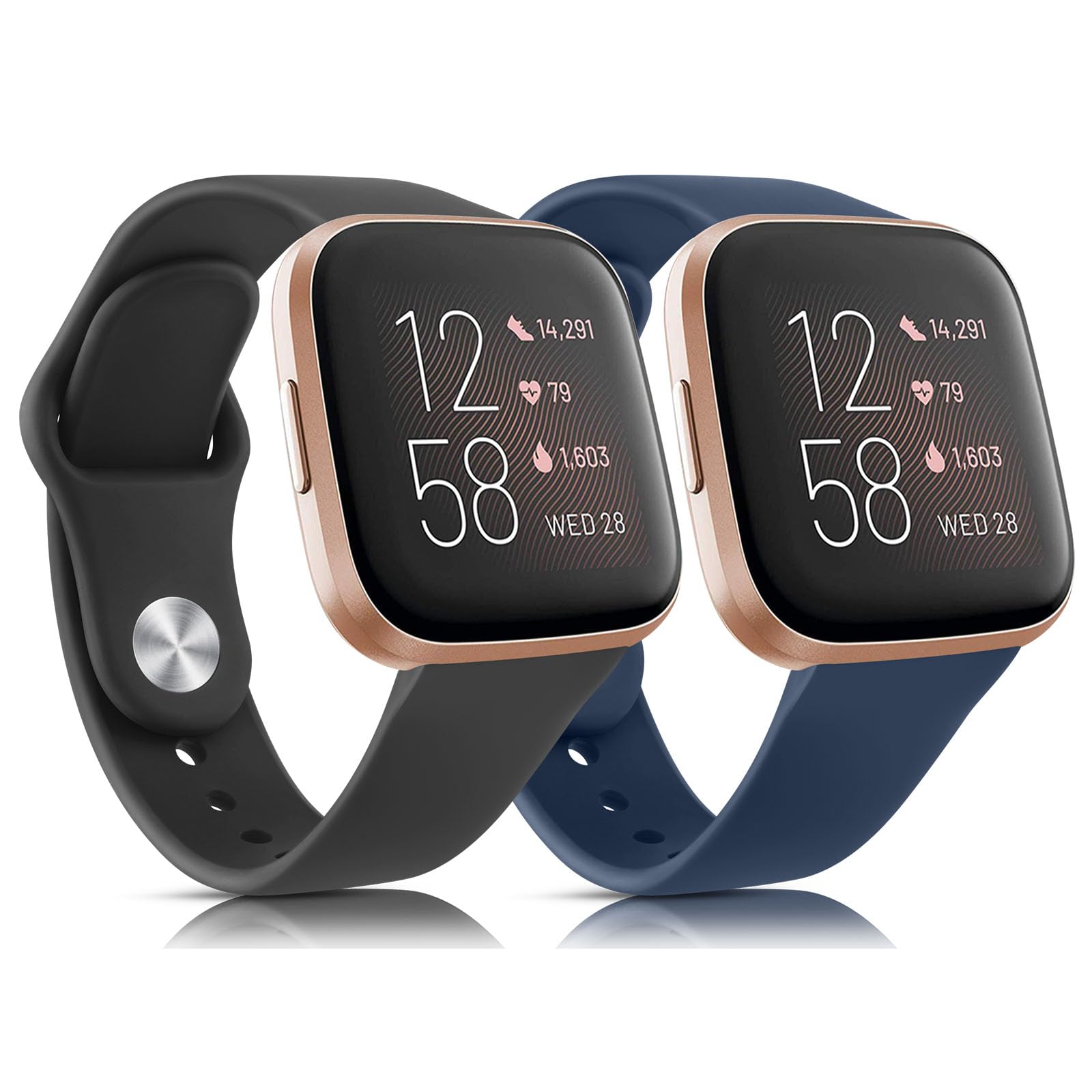 Meliya 2 Straps for Fitbit Versa 2 Strap/Versa Strap for Women Men, Silicone Sport Replacement Wristband for Fitbit Versa Lite/Versa 2/ Versa,Wine Red+Pink — image 1