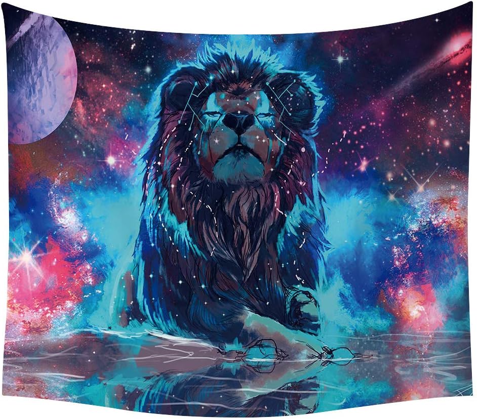 Morbuy Multi-colored Wolf Painting Mandala Tapestry Wall Hangings, Art Decor Home Dorm Tapestries Bohemian Decorative Yoga Bedspread Table Cloth (150 x 200cm, Lion)