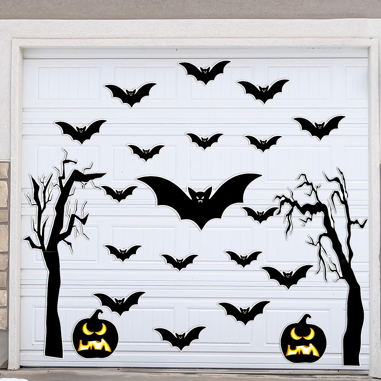 Garage Door Decorations - 22 Pcs Christmas Garage Door Decorations Magnets All in One Garage Door Christmas Decorations Set Snowman Xmas Tree Gnome Magnetic Stickers Party Supplies for Holiday Decorations (Bat Style)