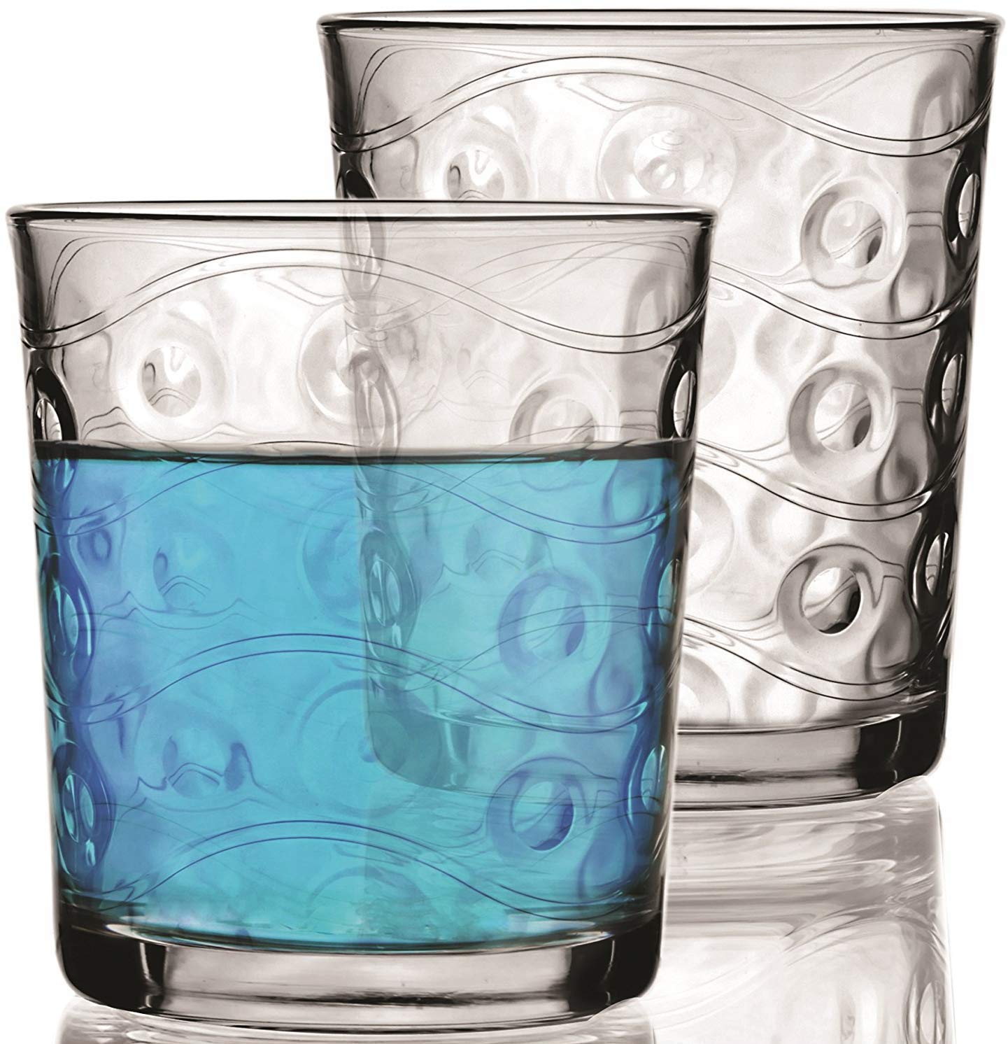 Circleware 40171 Heavy Base Whiskey Glasses 4-Piece Set, Party Entertainment Dining Beverage Drinking Glassware Cups for Water, Liquor, Cocktails, Beer, Ice Tea, Juice and Bar Decor, Cosmo