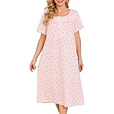Bloggerlove Nightgowns for Women Soft 100% Cotton House Dress Short/Long Sleeve Night Gowns Comfy Sleepwear S-3XL
