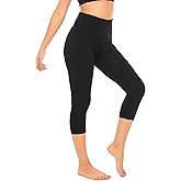 DEAR SPARKLE Fold Over Yoga Pants for Women Cotton Leggings Foldover High Waist Leggings Capri Plus Size (C7 F)