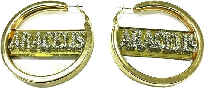 Amazon.com: Pendientes de aro de oro personalizables con diseño de espejo Mania con corte láser, aspecto impresionante, de calidad, atractivos, hechos a pedido, un gran regalo: Clothing