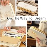 EASTHILL Big Capacity Pencil Case Linen Khaki 9x20 cm Storage Organizer view 5