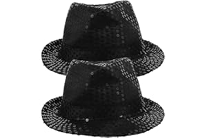 GALPADA 2PCS Disco Hat Sequin Hat Top Hats for Men Jazz Hat Fedora Party Hats