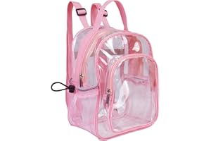 Fmeida Clear Backpack Stadium Approved - Clear Mini Backpack Heavy Duty Pink Clear Backpack Small Clear Backpack Transparent PVC See Through Bags