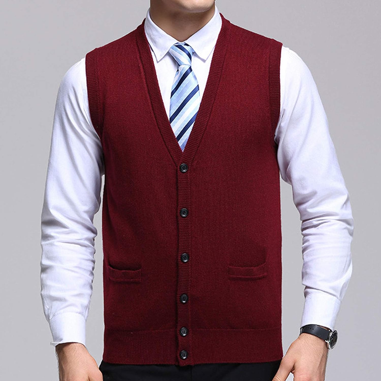 V-Neck Wool Sweater Vest Knitwear 