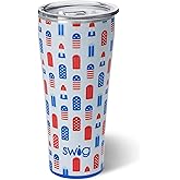 Swig Life 32oz Insulated Tumbler, Travel Coffee Tumbler with Lid, Cup Holder Friendly Travel Coffee Mug, Stainless Steel with Lid (Rocket Pop)