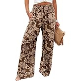Angerella Womens Elastic High Waisted Palazzo Pants Casual Wide Leg Long Lounge Pant Trousers with Pocket