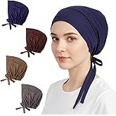 Elegaperma 4 Pcs Hijab Caps, Hijab Undercap Non Slip, Islamic Muslim Taj Crown Undercap with Tie Back Closure Daily Wear