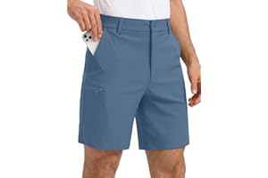 TUREFACE Men's 7 Inch Golf Shorts with Pockets Lightweight Wrinkle Resistant Quick Dry Flat Front Shorts with Belt Loops