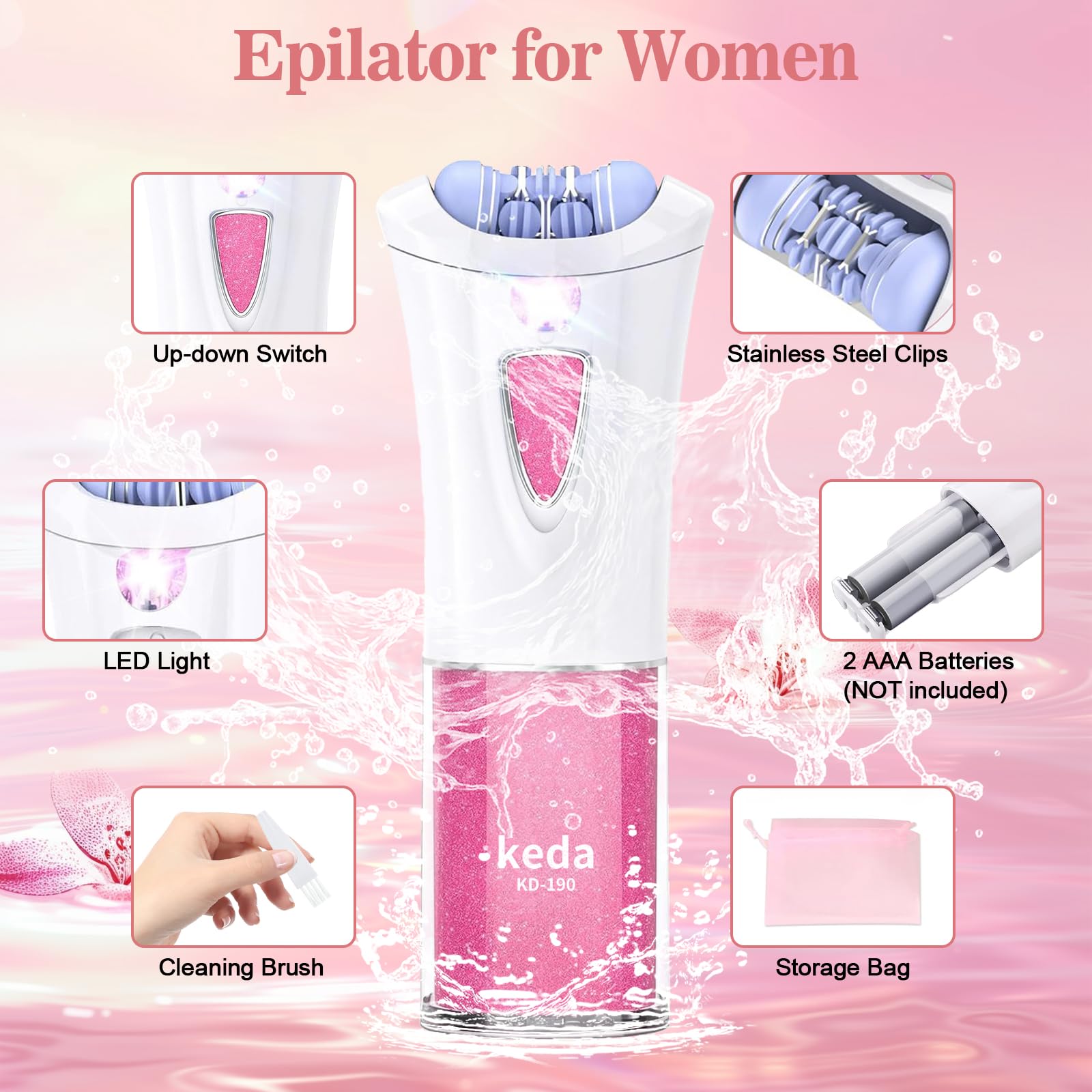 Glabrouse Skin Epilator, with 9 Tweezers and LED, 2025 New Epilator for Women Face, Glabrouse Skin Hair Remover for Face, Portable Facial Hair Removal for Face, Lips, Arms, Underarms, Legs and Bikini