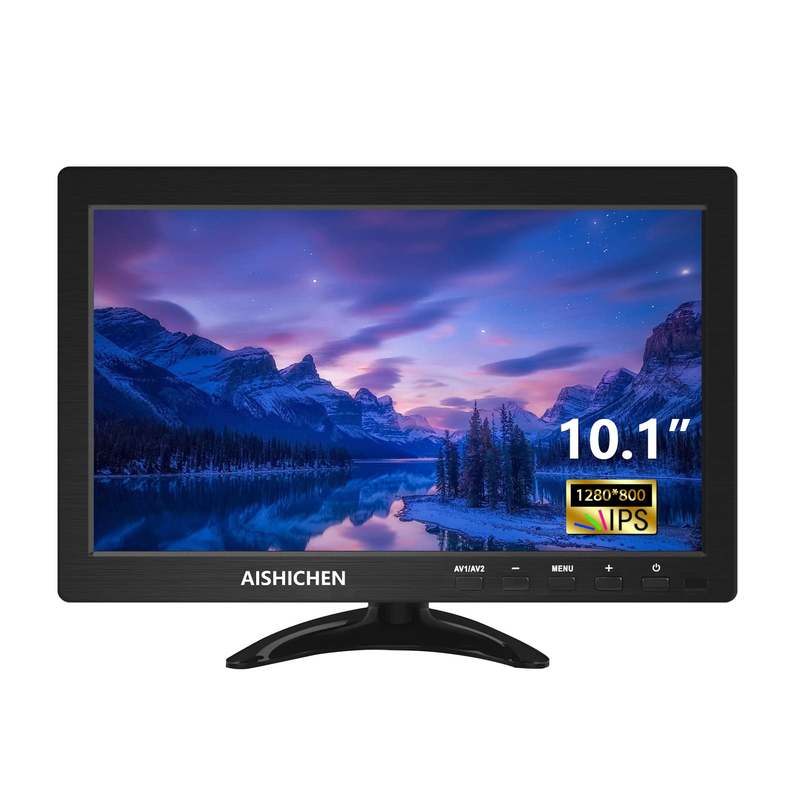 CCTV Mini Monitor 10.1" IPS Full HD 1280x800, 60Hz 3ms Speakers, Small Monitor w/VGA/AV/HDMI/BNC/USB, Remote Control for Computer Game