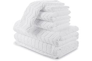 Alusa Home Ultra Soft & Plush 700 GSM Luxury Bath Towels | 100% Zero-Twist, Long-Staple Cotton | Remarkably Absorbent & Extra Large | 6 Piece Towel Set (White)