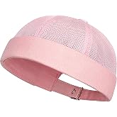DIYDECAL Mens Mesh Brimless Cap,Summer Skullcap Docker Beanie Hat