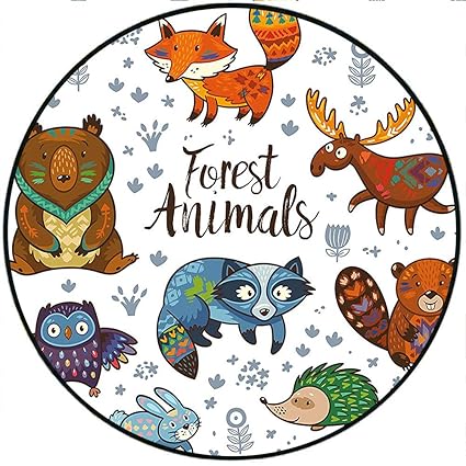 Amazon Com Short Plush Round Carpet Set Of Cute Woodland