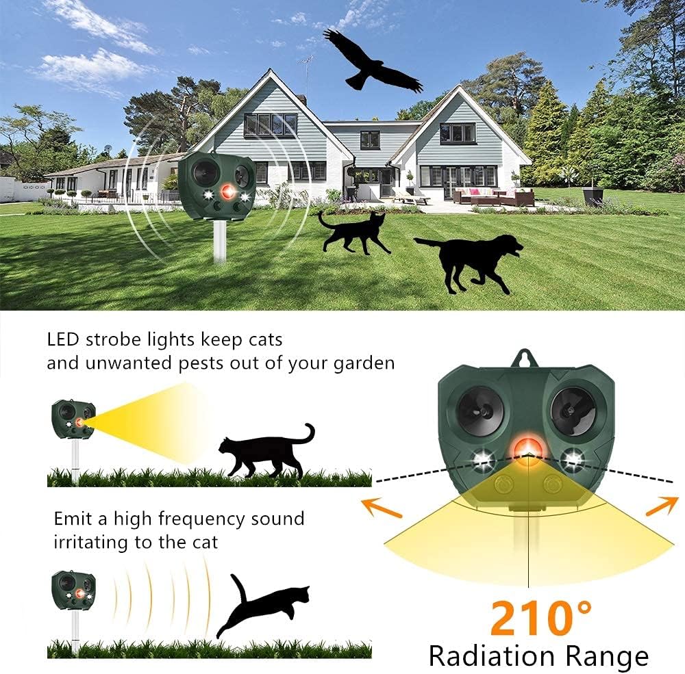 2021 Solar Ultrasonic in Repellent Defender Rat, Squirrel, Deer, Raccoon, Skunk, Rabbit, Mole, Dog, Cat, Waterproof with Motion Detector: Garden & Outdoor